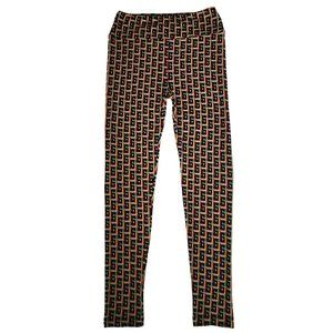 LuLaRoe Women's Black/Multicolor Single Print Soft Knit Leggings One Size (2-10)